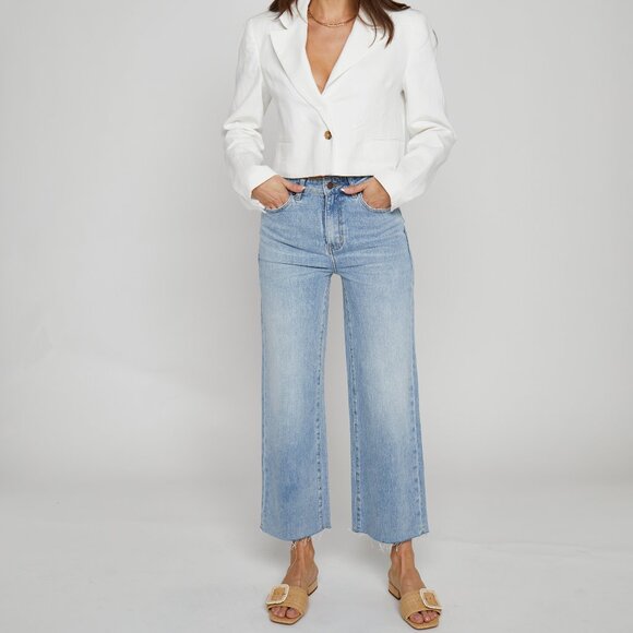 NWT Oliver Logan Aberdeen Jeans Sustainable High Rise Crop Raw Hem Size 24 - Picture 1 of 3